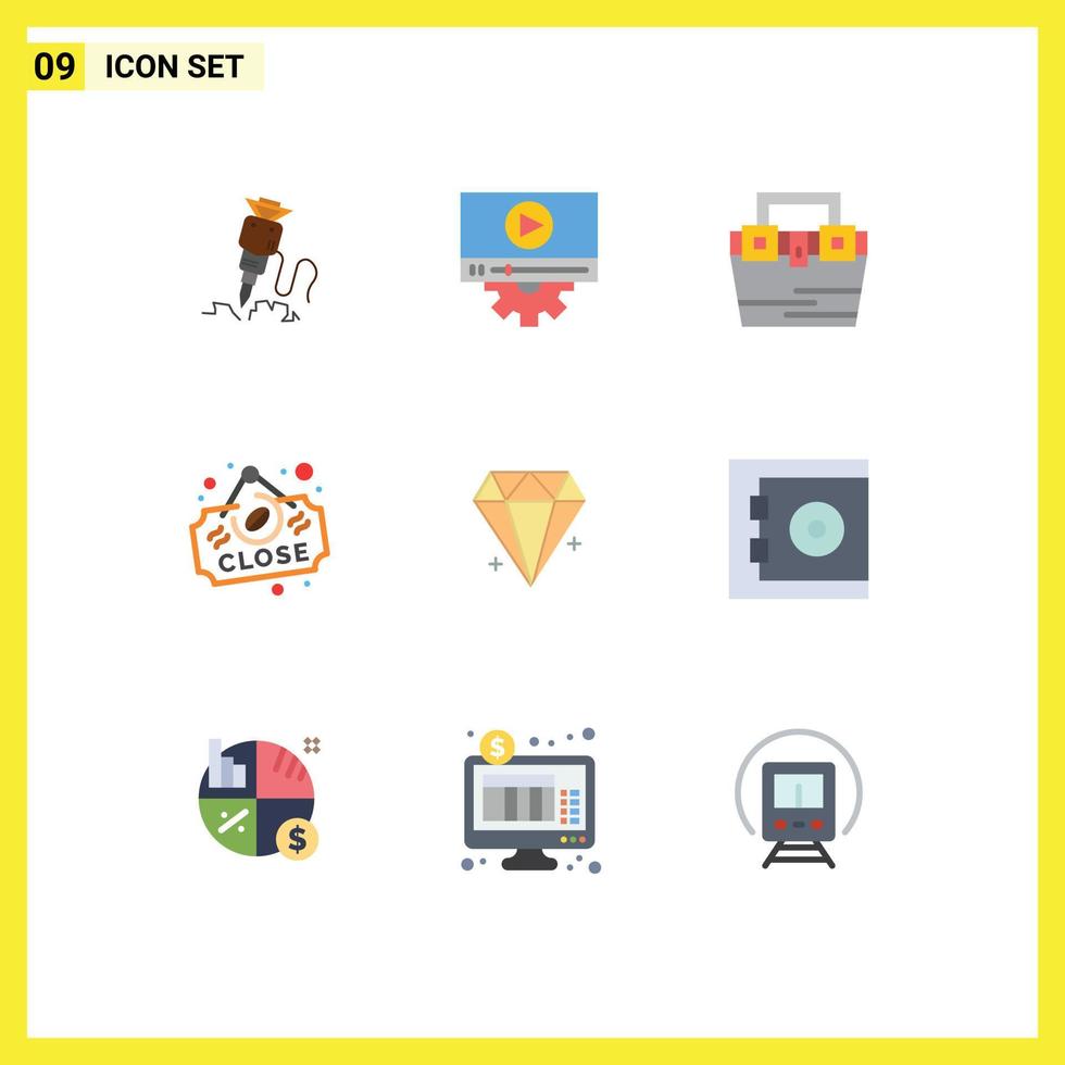 Set of 9 Modern UI Icons Symbols Signs for sign board design coffee material Editable Vector Design Elements