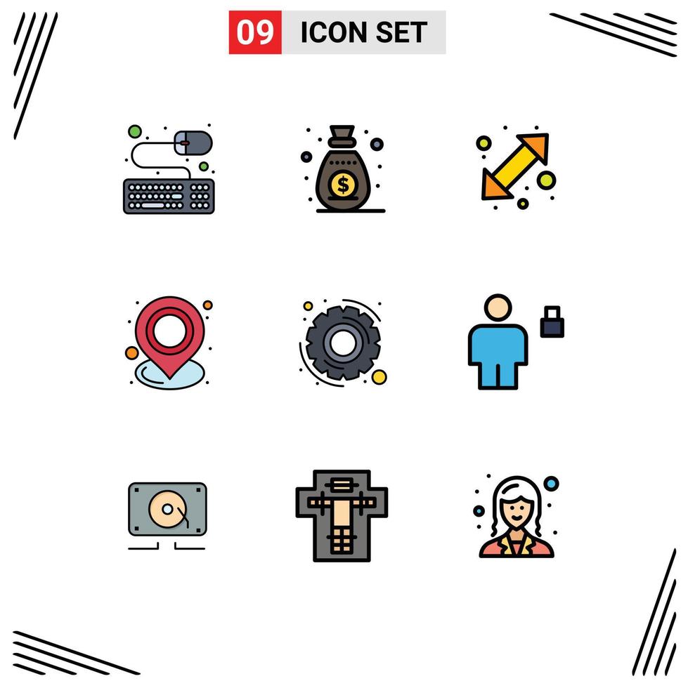 Universal Icon Symbols Group of 9 Modern Filledline Flat Colors of options point go place location Editable Vector Design Elements