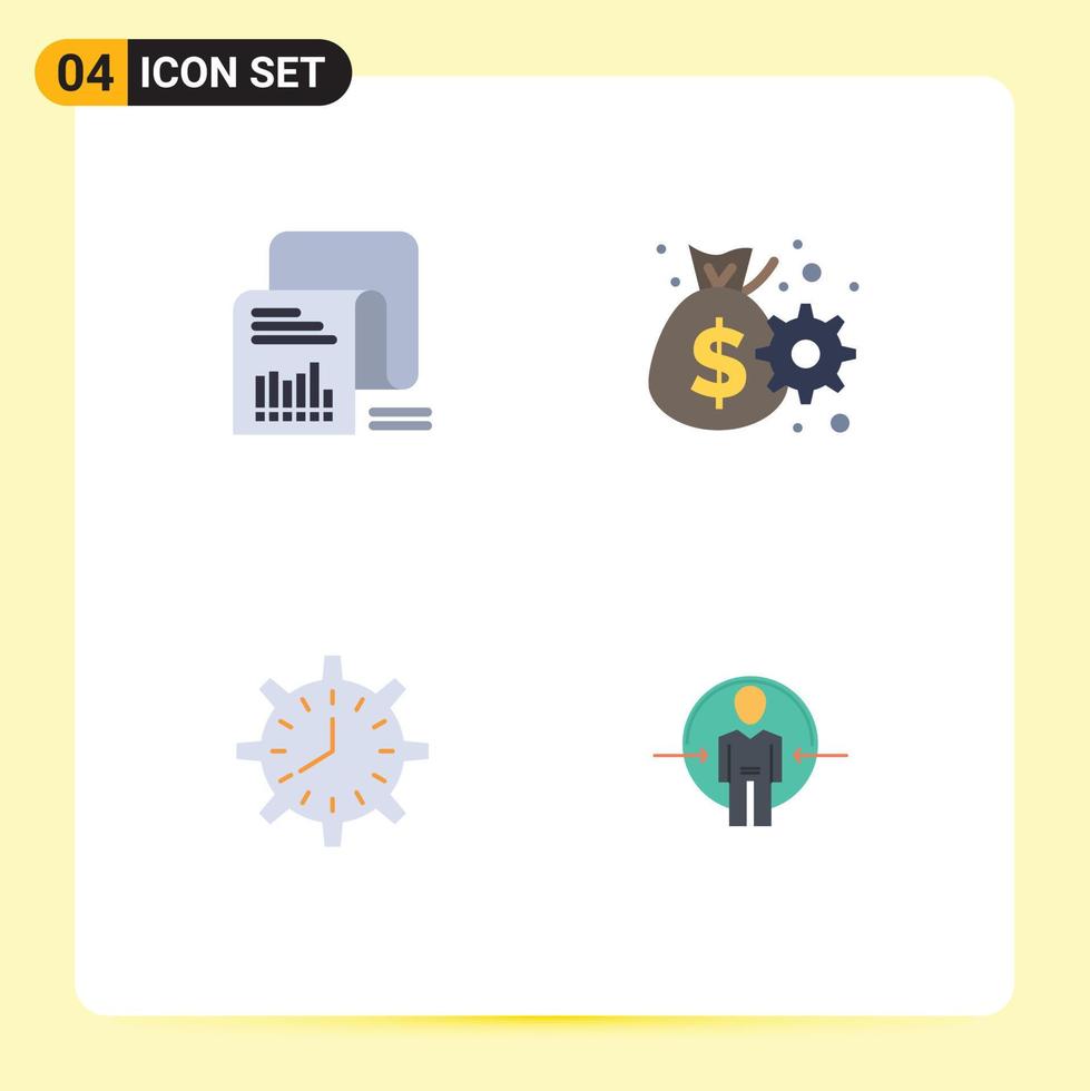 Stock Vector Icon Pack of 4 Line Signs and Symbols for checklist clock list cash time Editable Vector Design Elements
