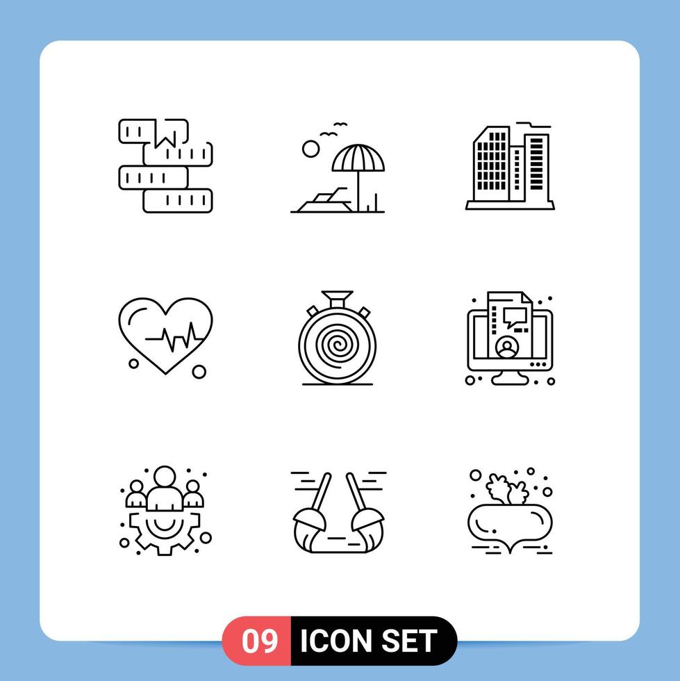 9 Universal Outline Signs Symbols of cycle science spring beat office Editable Vector Design Elements
