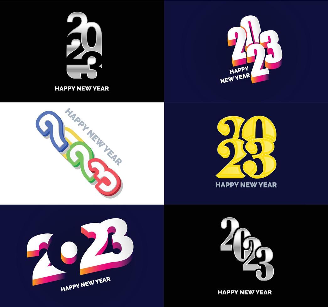 Big Set of 2023 Happy New Year logo text design 2023 number design template vector