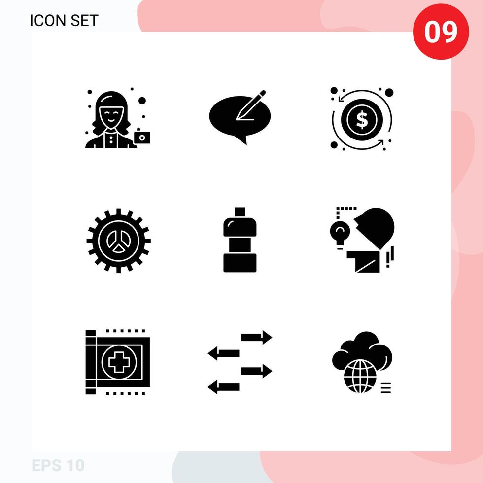 Modern Set of 9 Solid Glyphs Pictograph of web design seo pen options exchange Editable Vector Design Elements