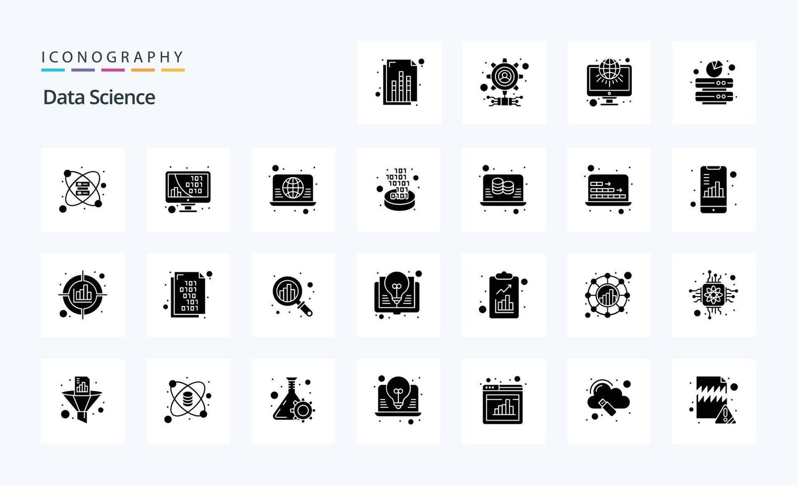 25 Data Science Solid Glyph icon pack vector