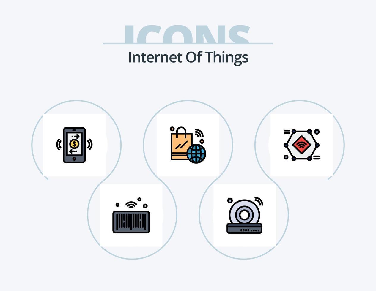 Internet Of Things Line Filled Icon Pack 5 Icon Design. internet of things. communications. things. clock. machine vector