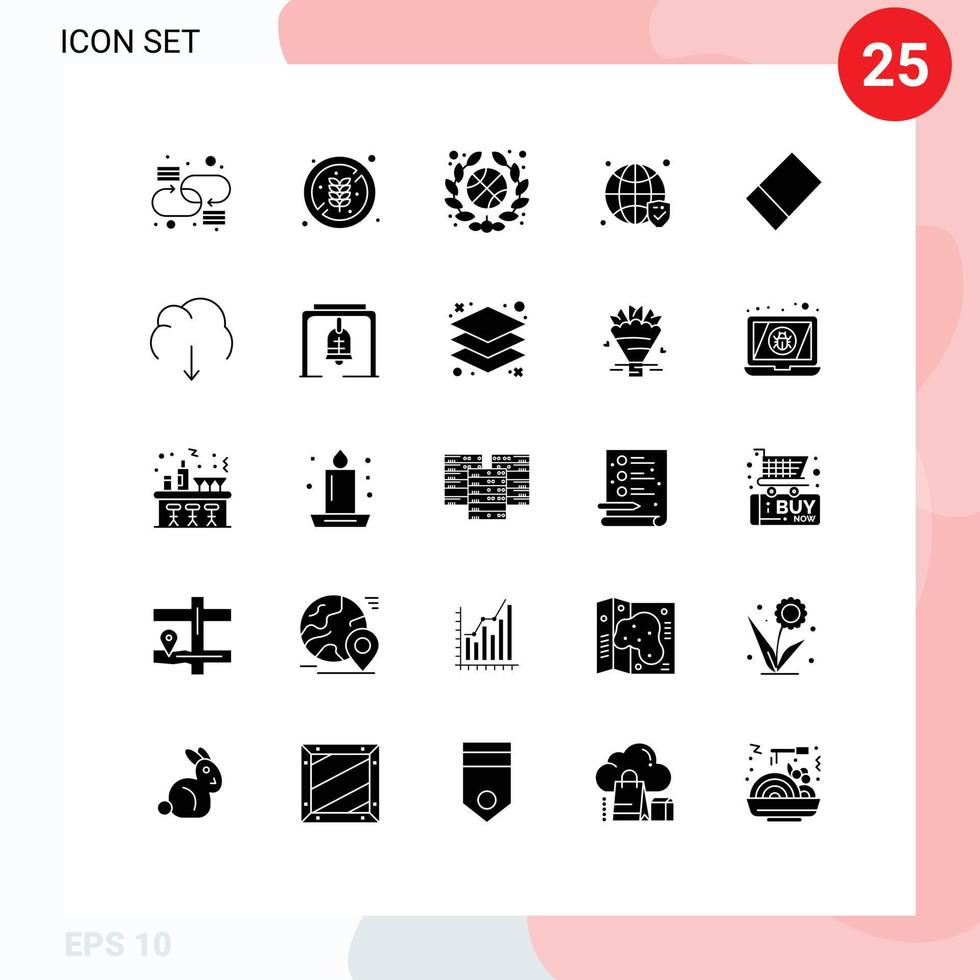 25 Thematic Vector Solid Glyphs and Editable Symbols of data rubber team verified secure Editable Vector Design Elements