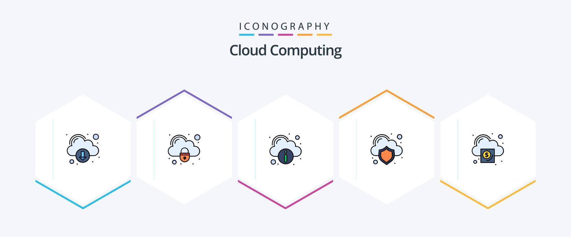 Cloud Computing 25 FilledLine icon pack including cloud. cloud. protection. cloud vector