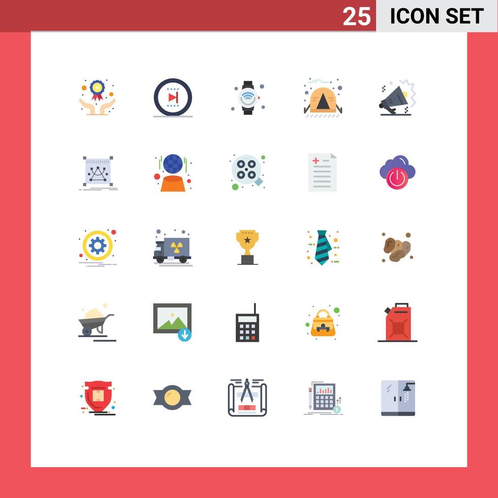 25 Creative Icons Modern Signs and Symbols of mike travel smart watch camping wifi Editable Vector Design Elements