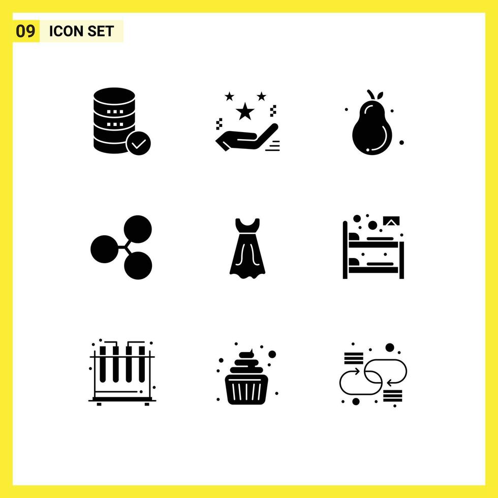 Pictogram Set of 9 Simple Solid Glyphs of girl technology gift ripple summer Editable Vector Design Elements