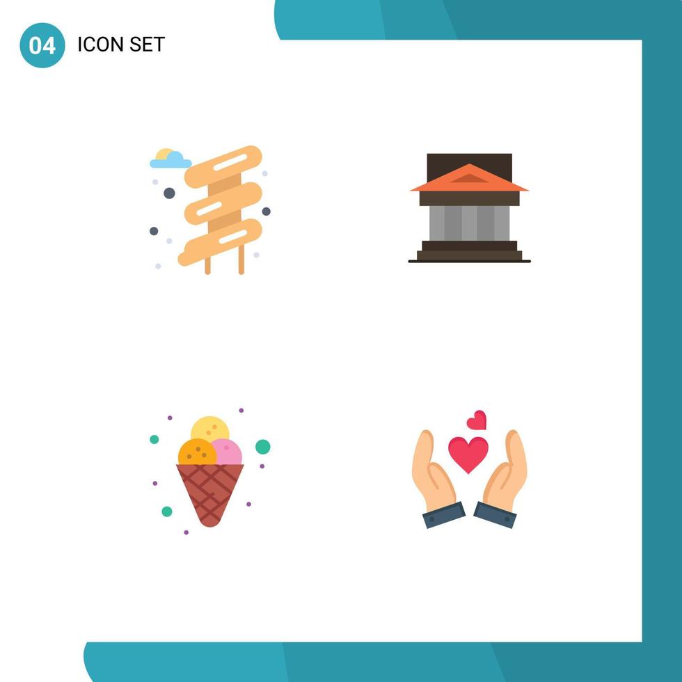 paquete de 4 iconos planos creativos de slider house bank court carnaval elementos de diseño vectorial editables vector