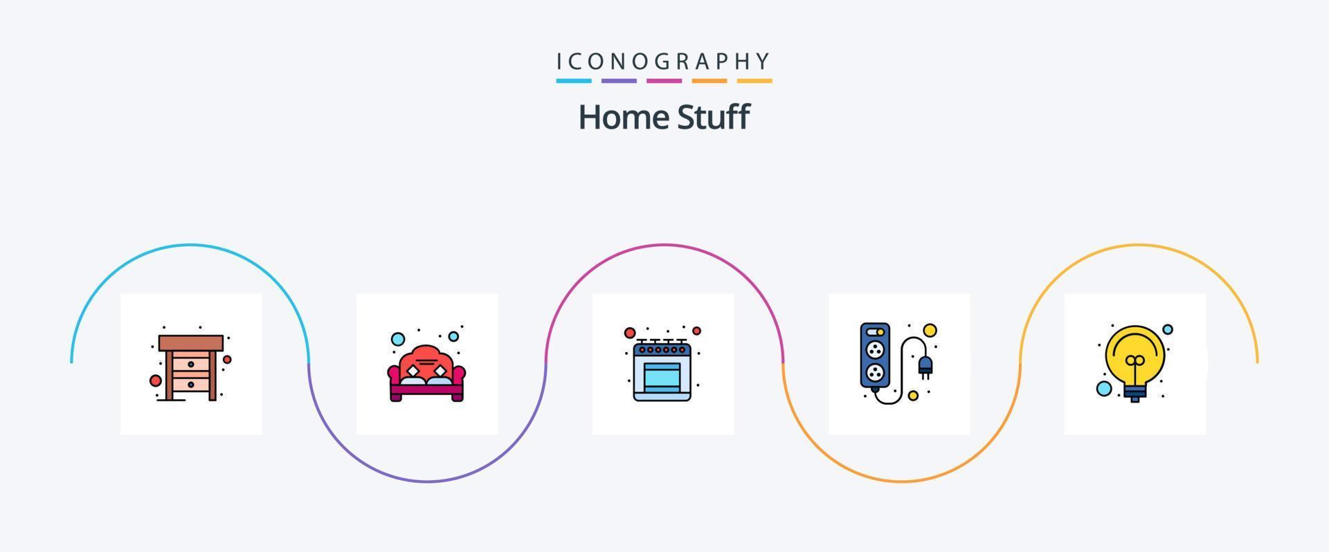 Home Stuff Line Filled Flat 5 Icon Pack Including fancy light. plug. gas. electric. board vector