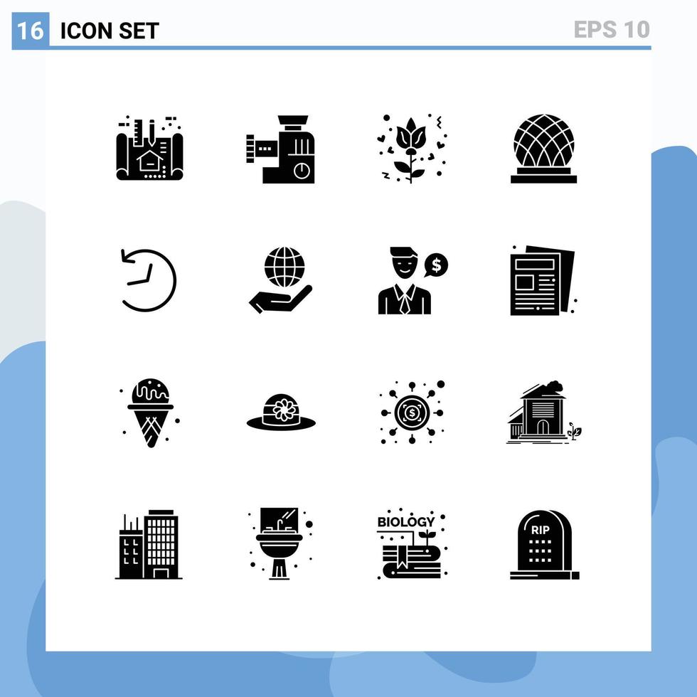 16 Thematic Vector Solid Glyphs and Editable Symbols of refresh twitter flower dome canada Editable Vector Design Elements