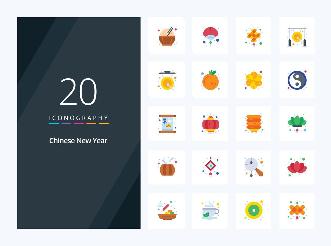 20 Chinese New Year Flat Color icon for presentation vector
