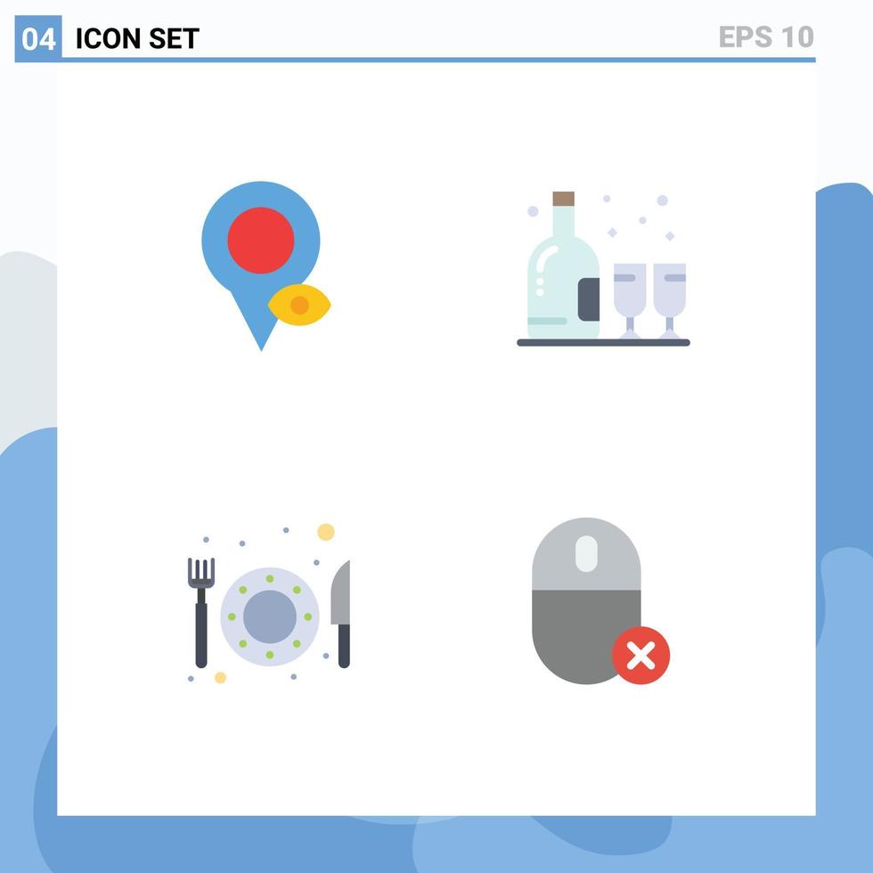 Pack of 4 creative Flat Icons of eye hotel pointer glass computers Editable Vector Design Elements
