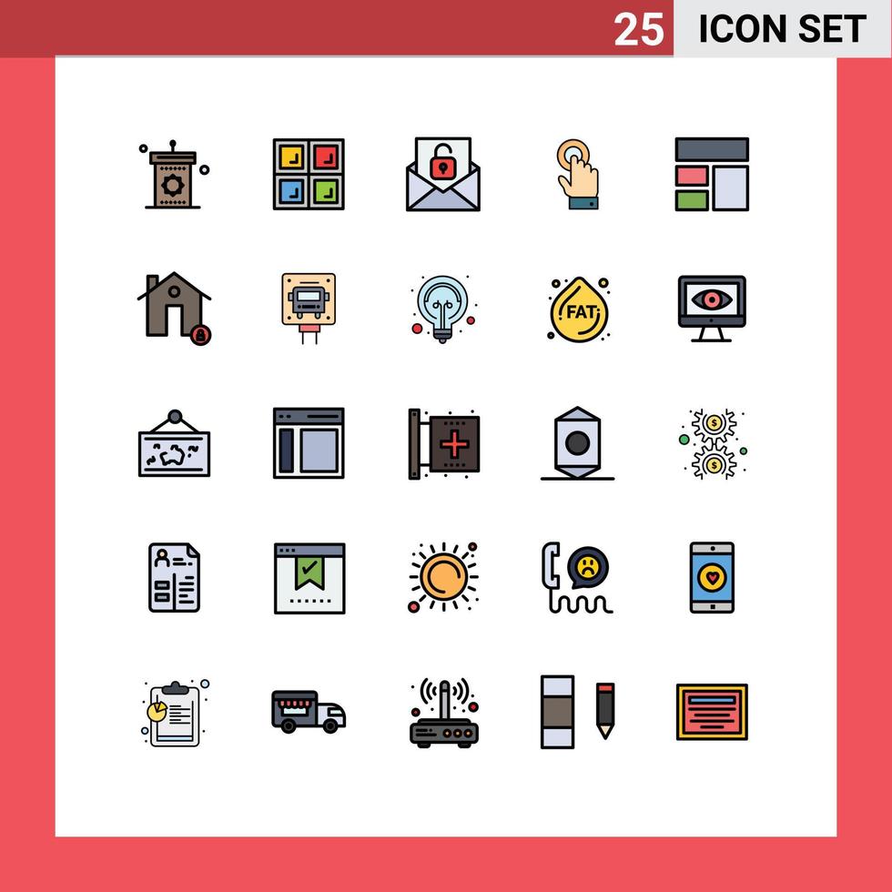 25 User Interface Filled line Flat Color Pack of modern Signs and Symbols of frame technology communication interface toch Editable Vector Design Elements