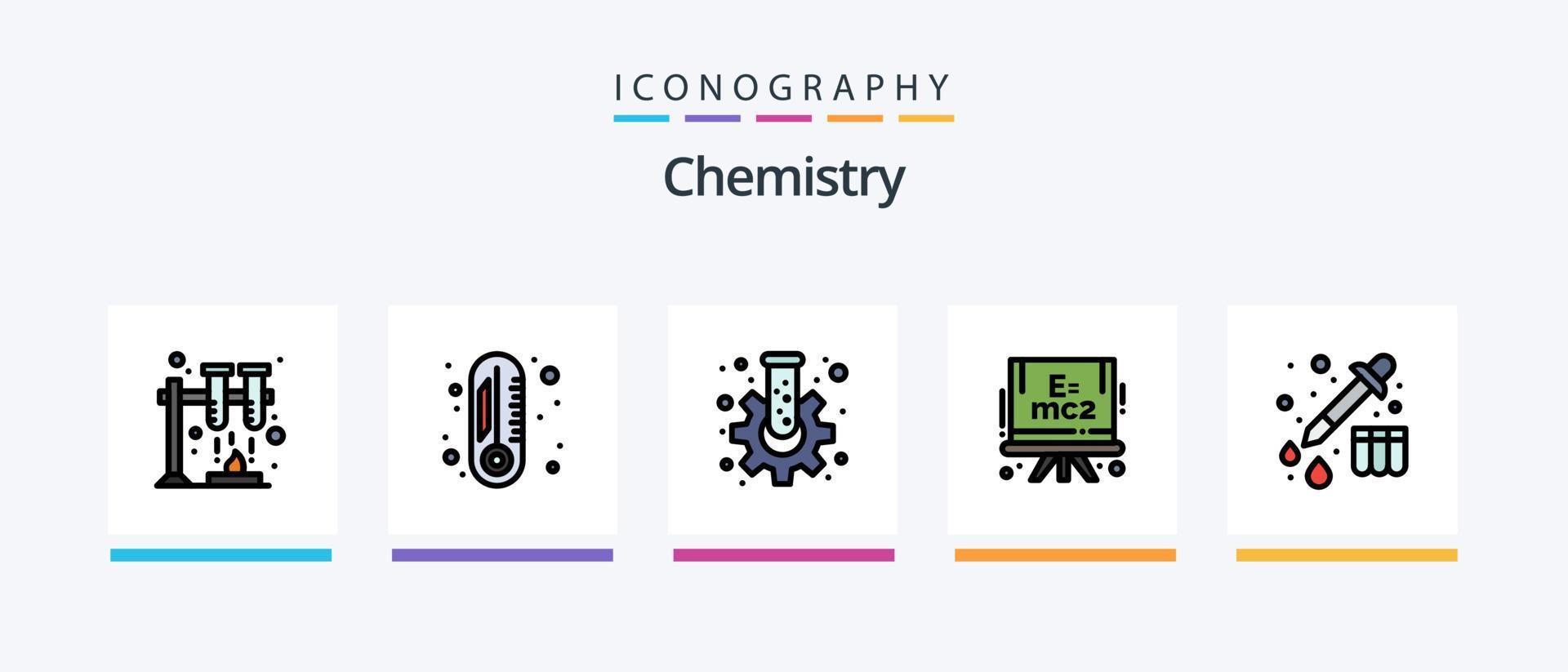 Chemistry Line Filled 5 Icon Pack Including newyear. new. newyear. chinese. chinese. Creative Icons Design vector