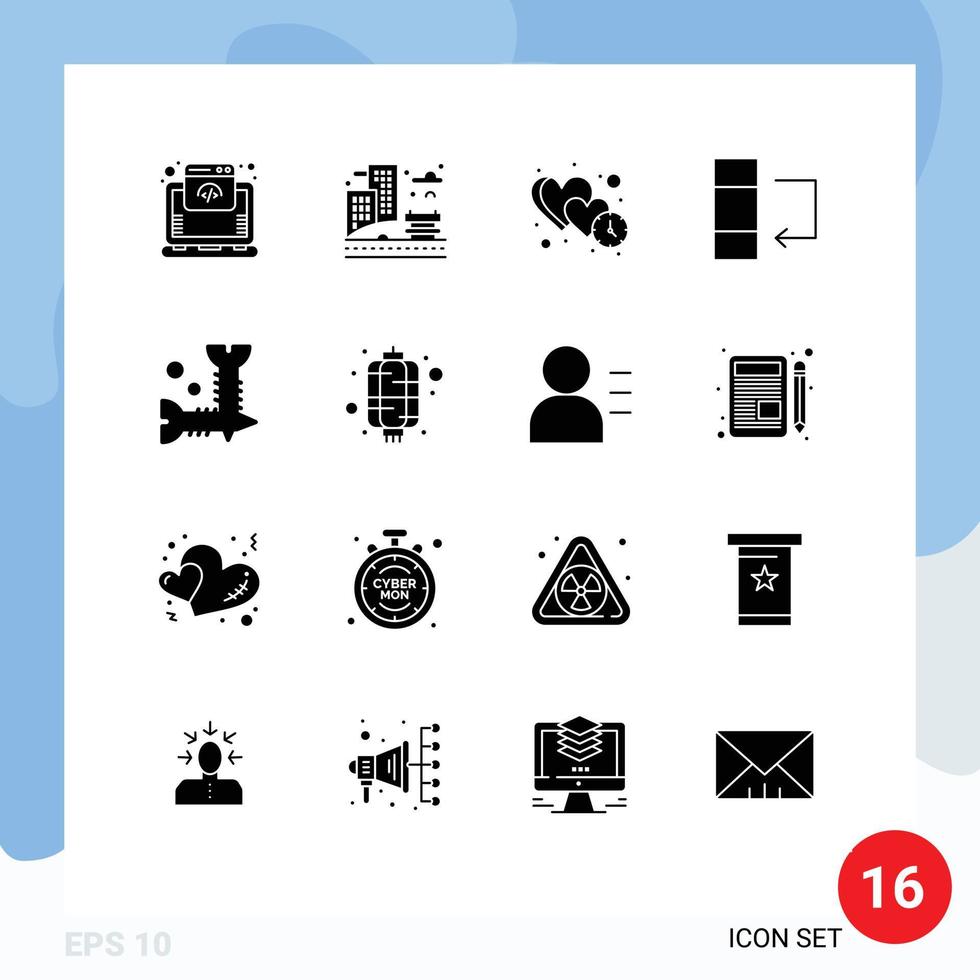 Solid Glyph Pack of 16 Universal Symbols of diy swap clock data dating Editable Vector Design Elements