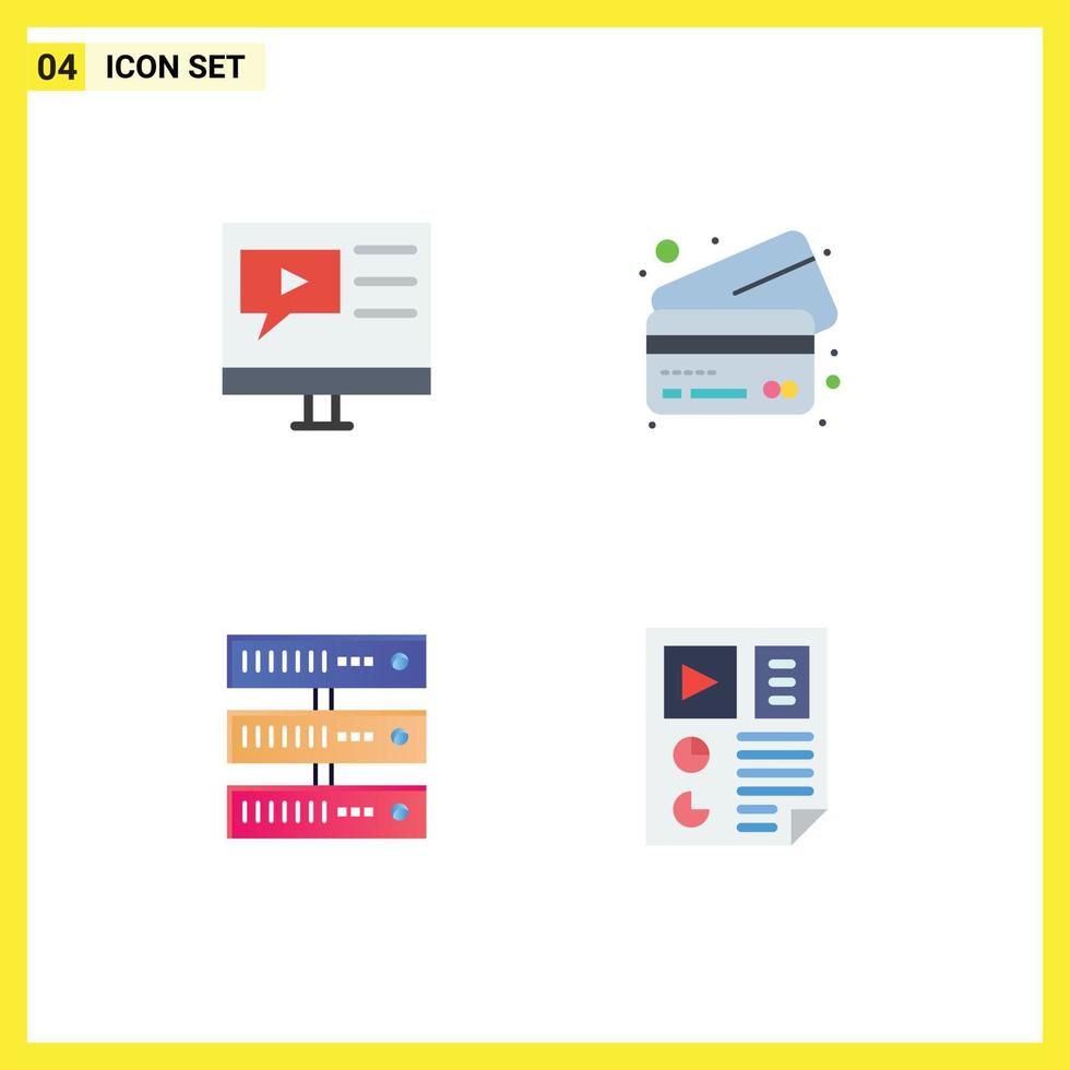 4 Universal Flat Icon Signs Symbols of education data tutorial cards network Editable Vector Design Elements