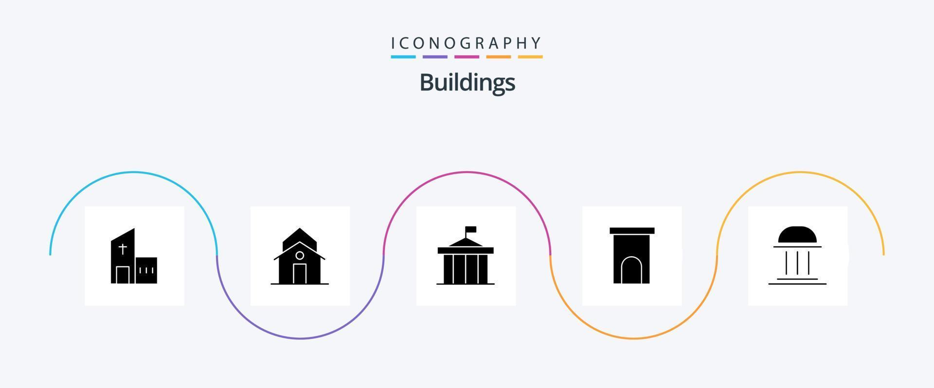paquete de iconos de glifo 5 de edificios que incluye la casa. arquitectura. municipal. Grecia. columnas vector