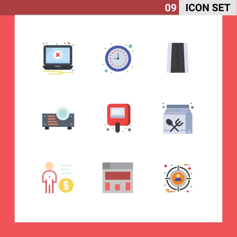 9 Universal Flat Colors Set for Web and Mobile Applications label bid car auction presentation Editable Vector Design Elements