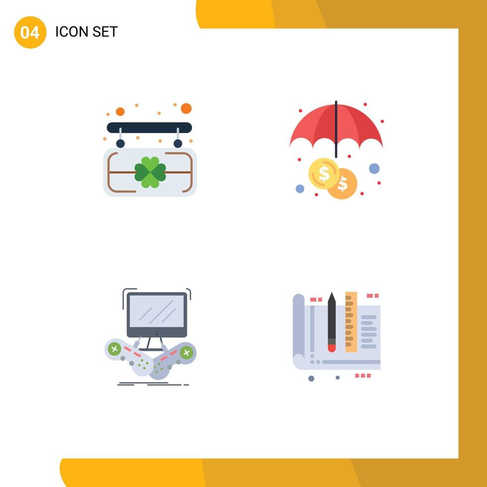 Pictogram Set of 4 Simple Flat Icons of board multiplayer finance game architect Editable Vector Design Elements