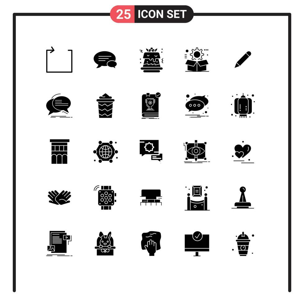 25 Creative Icons Modern Signs and Symbols of school pencil sweet configuration gear Editable Vector Design Elements