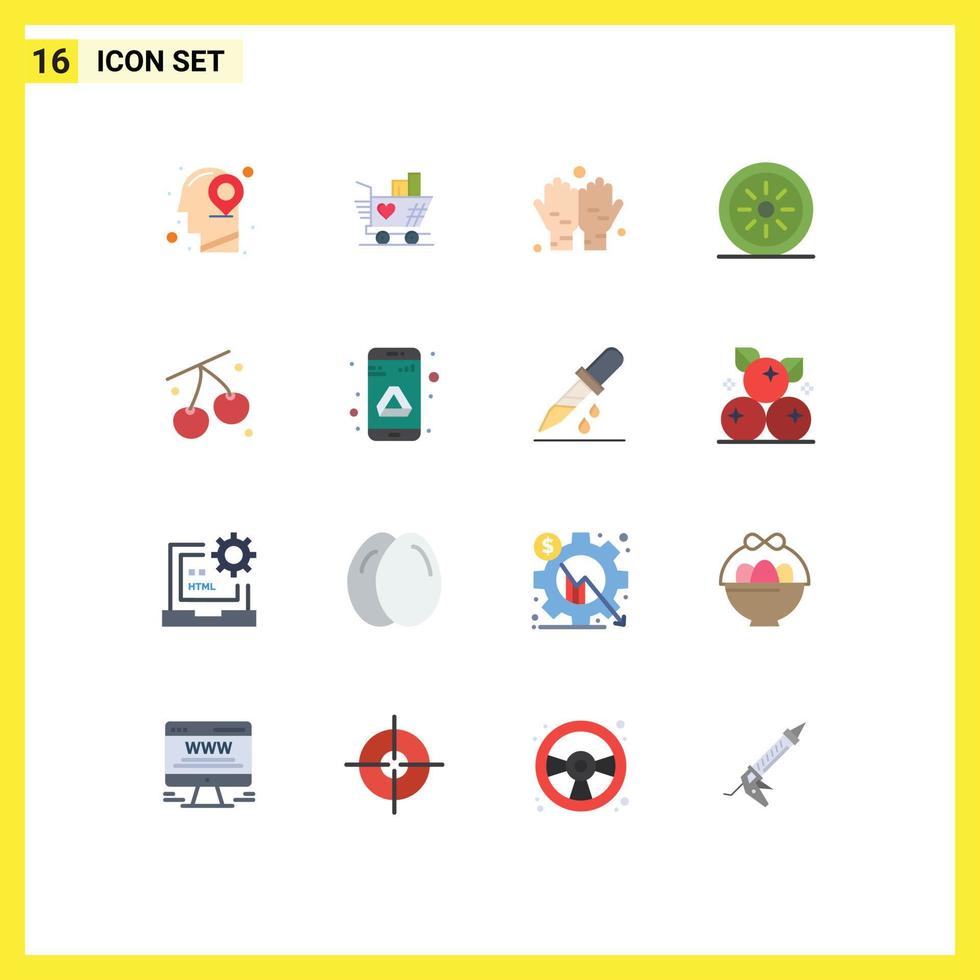 16 Thematic Vector Flat Colors and Editable Symbols of easter fruit dua cherry fruits Editable Pack of Creative Vector Design Elements