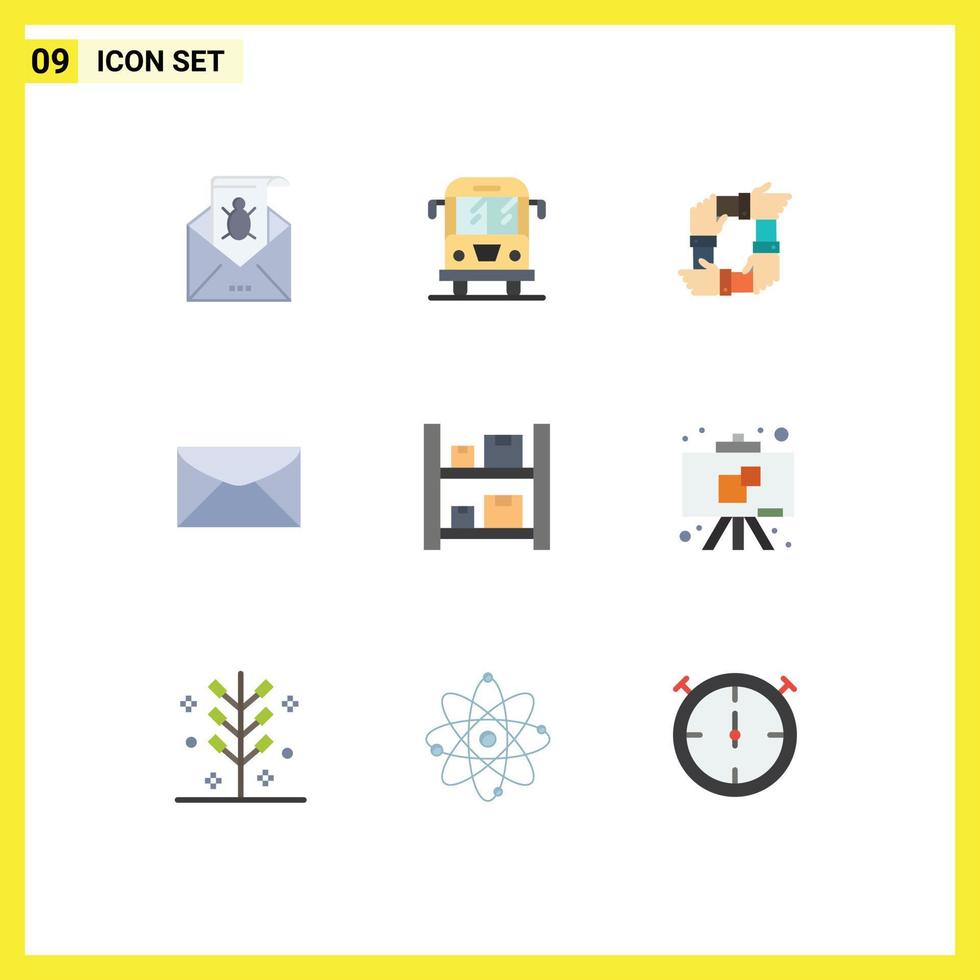 9 User Interface Flat Color Pack of modern Signs and Symbols of team hands car collaboration teamwork Editable Vector Design Elements