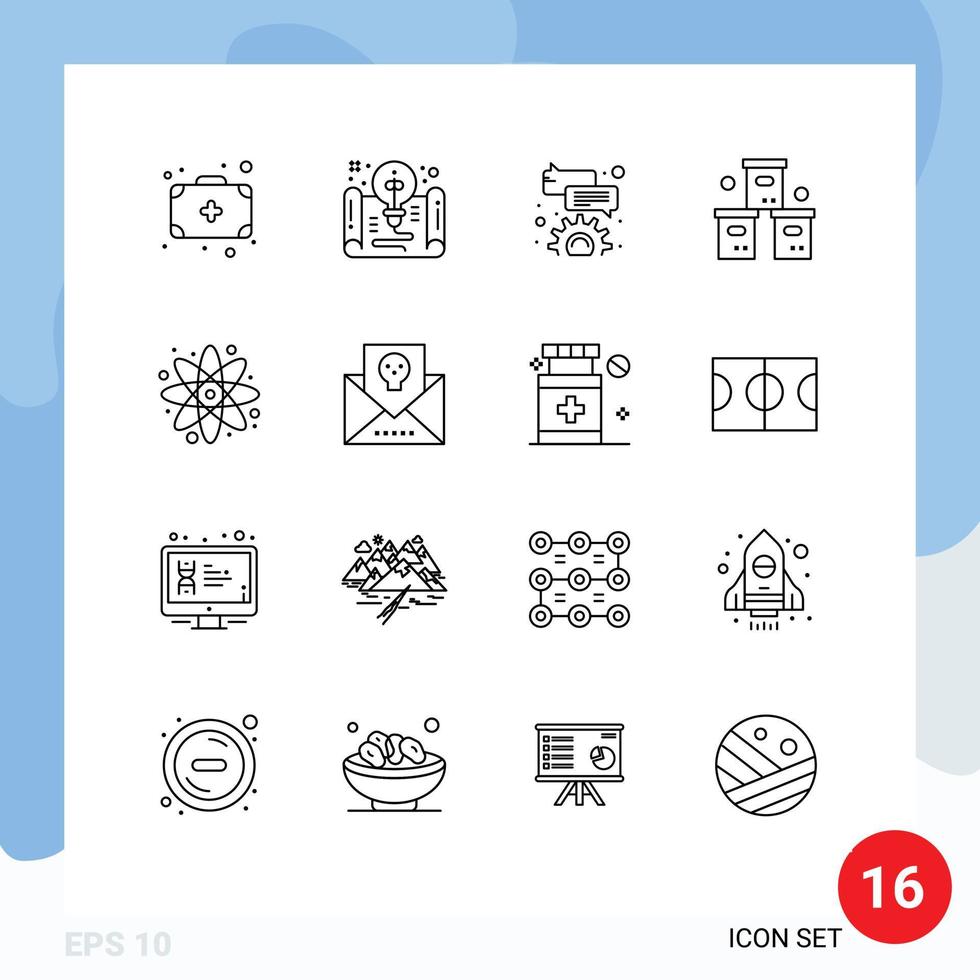 Group of 16 Modern Outlines Set for back to school product bubble packaging logistic Editable Vector Design Elements