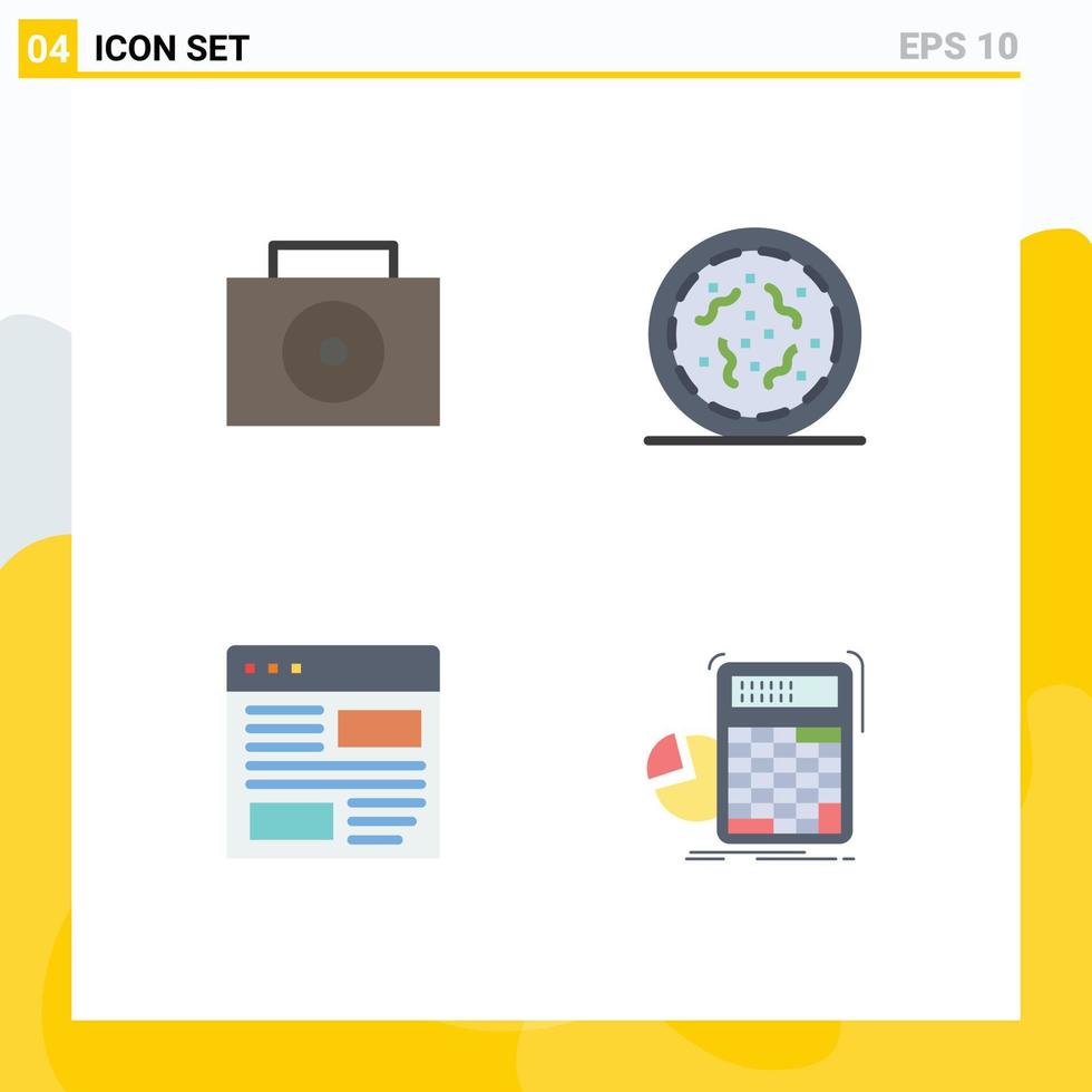 Set of 4 Commercial Flat Icons pack for nuclear layout rotten application calculator Editable Vector Design Elements