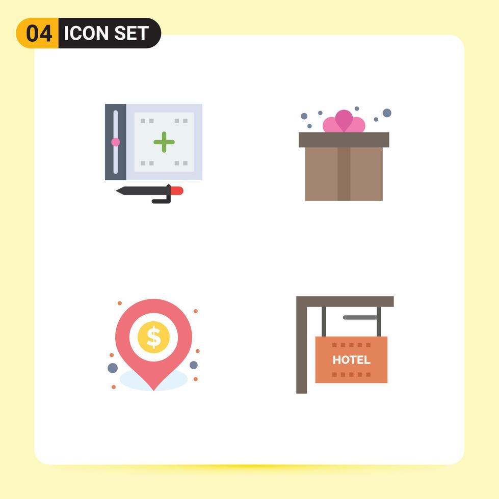 Stock Vector Icon Pack of 4 Line Signs and Symbols for coding banking drawing gift loan Editable Vector Design Elements