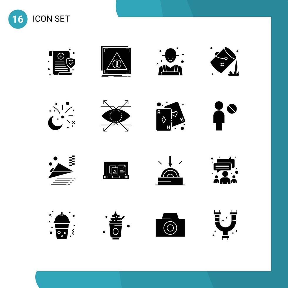 16 Universal Solid Glyph Signs Symbols of paint colour alert color rancher Editable Vector Design Elements