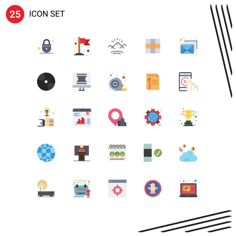 Flat Color Pack of 25 Universal Symbols of envelop inbox river email ui Editable Vector Design Elements