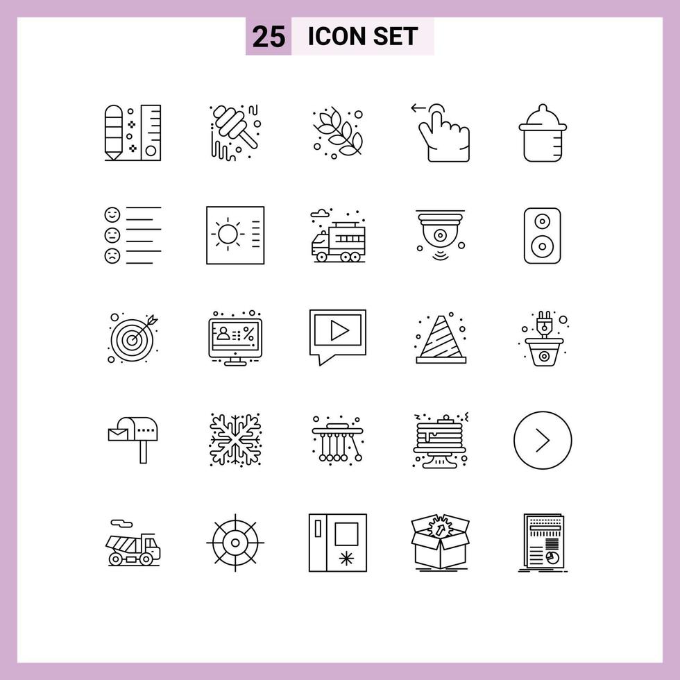 Group of 25 Modern Lines Set for bottle swipe jam gesture flour Editable Vector Design Elements