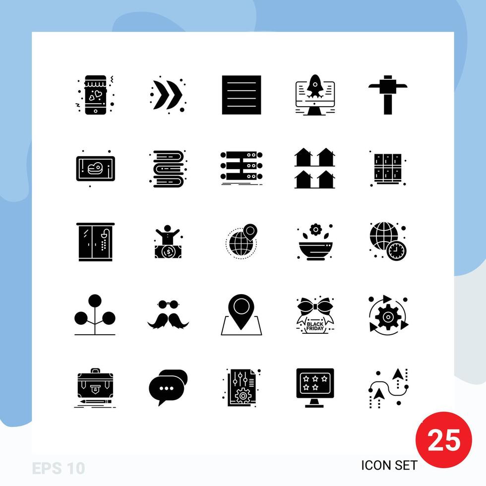 25 iconos creativos signos y símbolos modernos de elementos de diseño de vectores editables de cohetes mineros de ropa de selección de carne