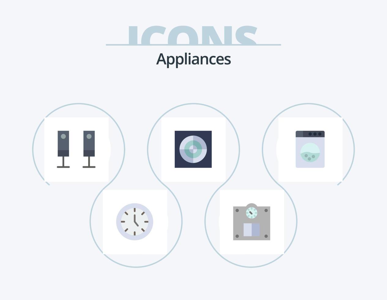electrodomésticos paquete de iconos planos 5 diseño de iconos. . Lavado. eléctrico. máquina. extractor vector