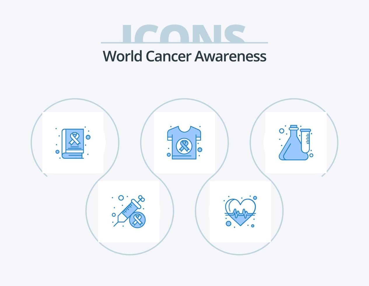 World Cancer Awareness Blue Icon Pack 5 Icon Design. cube. health. awareness. day. world vector