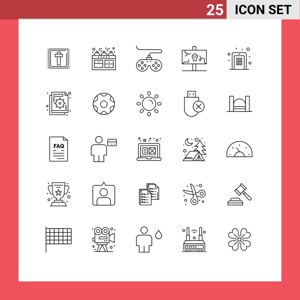 25 Universal Line Signs Symbols of access old controller holiday easter Editable Vector Design Elements