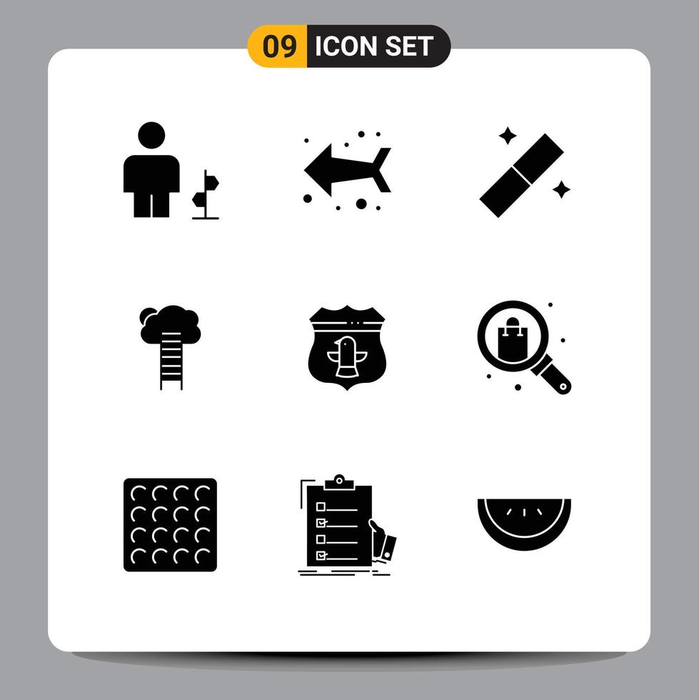 Mobile Interface Solid Glyph Set of 9 Pictograms of stairs heaven design growth business Editable Vector Design Elements