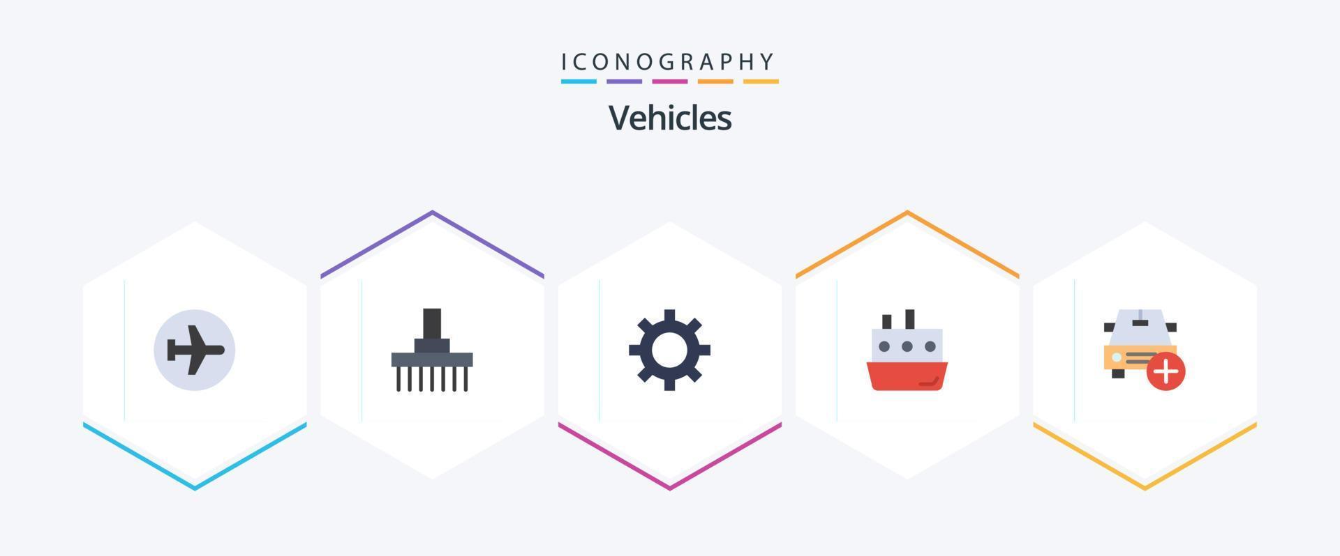 Vehicles 25 Flat icon pack including traffic. car. rural. boat. vehicle configuration vector