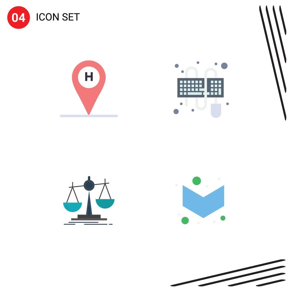 Pack of 4 creative Flat Icons of beach law location keyboard profit Editable Vector Design Elements