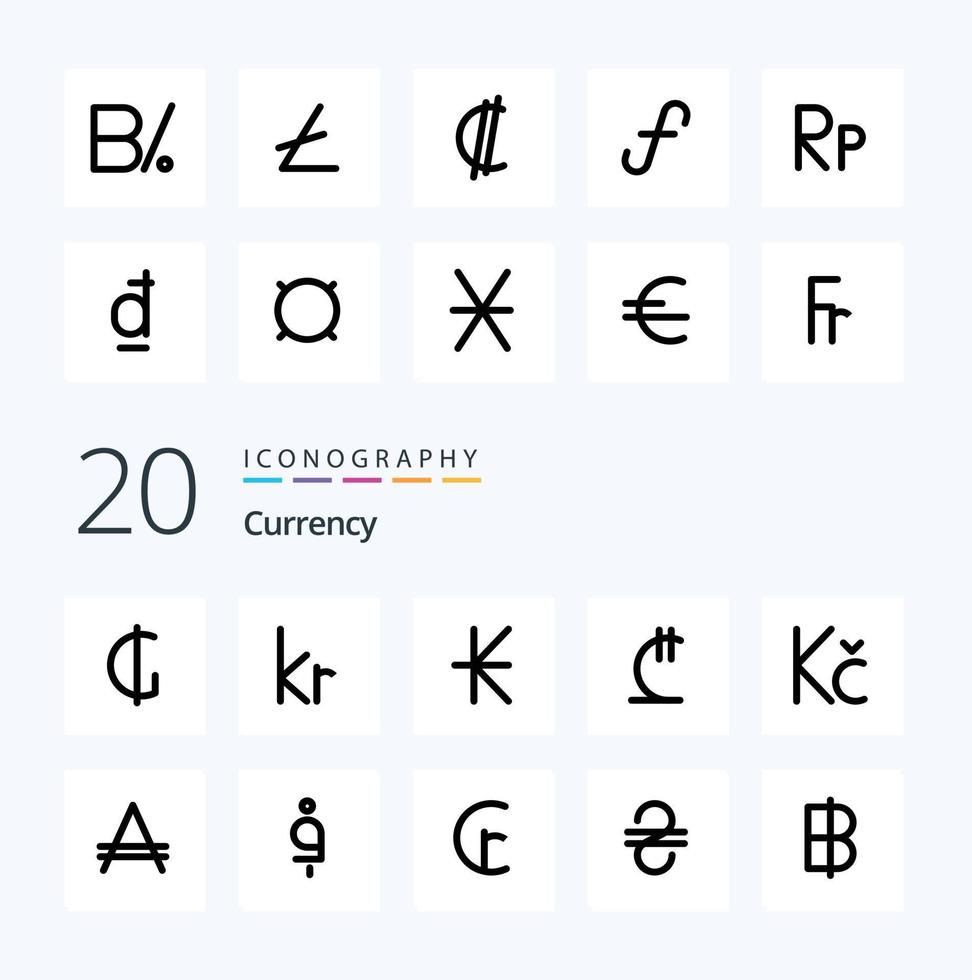 20 Currency Line Filled Color icon Pack like coin georgian currency georgia lari vector