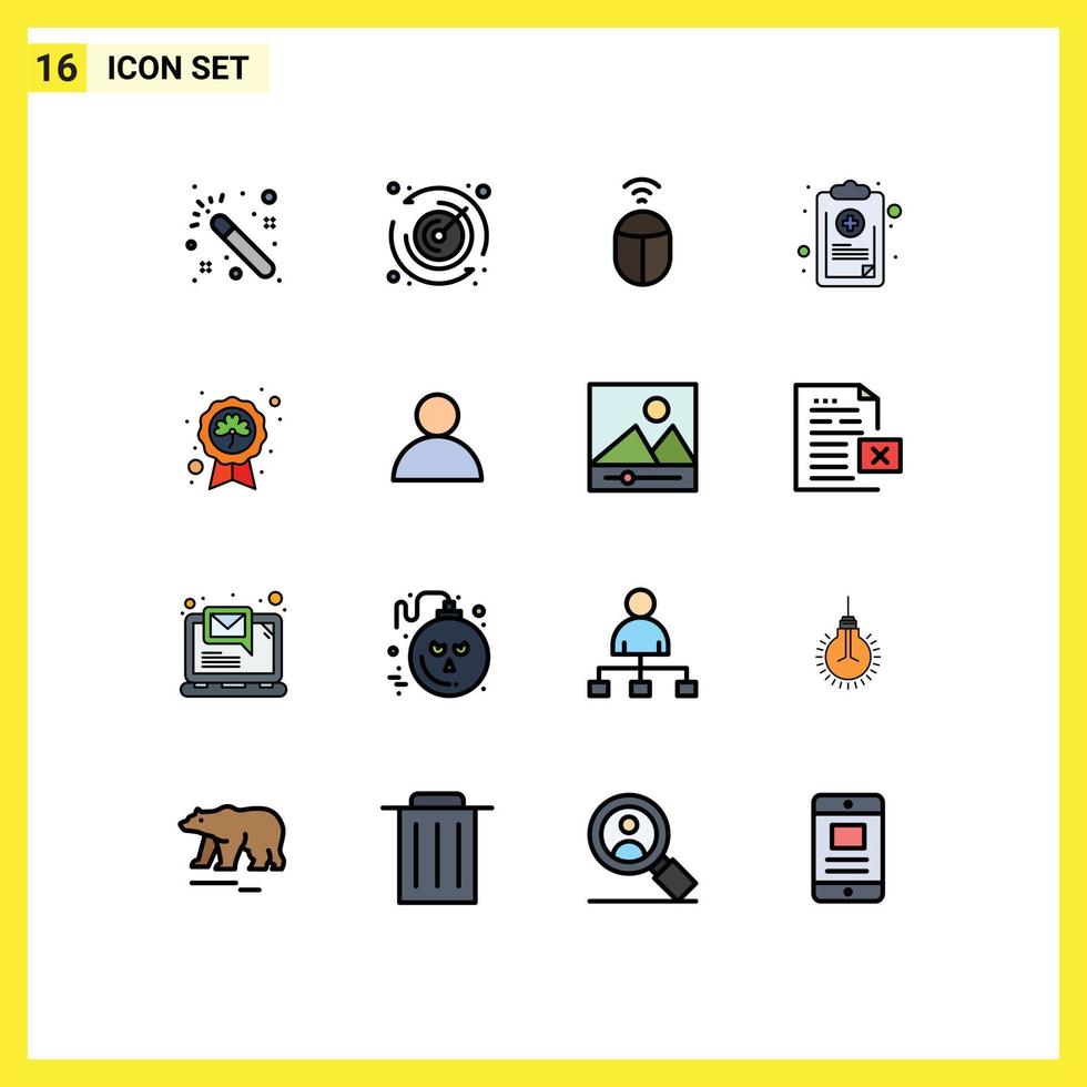 Modern Set of 16 Flat Color Filled Lines and symbols such as saint leaf computer day medical Editable Creative Vector Design Elements