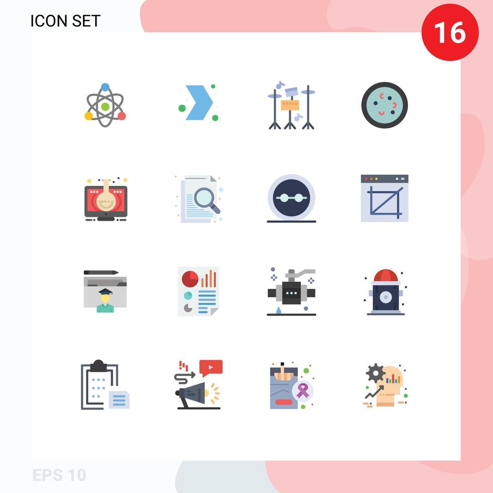 16 Universal Flat Colors Set for Web and Mobile Applications learning elearning equipment microbe education Editable Pack of Creative Vector Design Elements