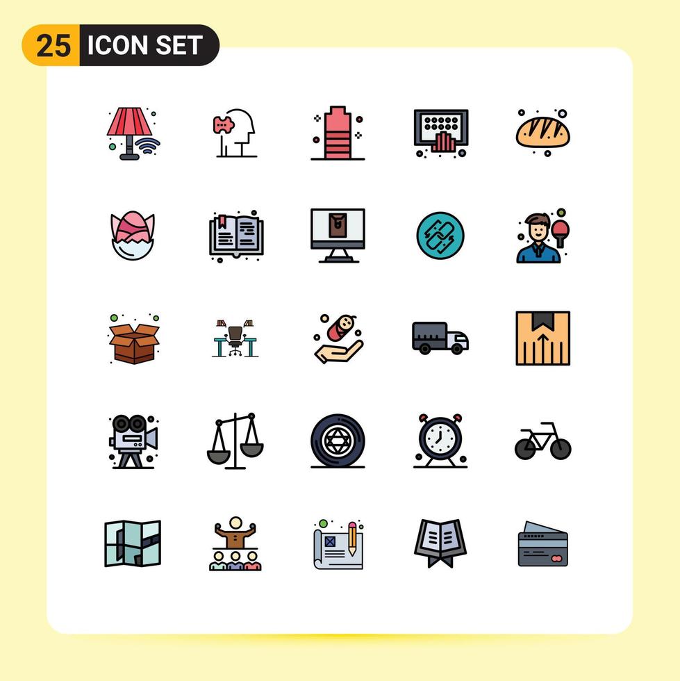 Universal Icon Symbols Group of 25 Modern Filled line Flat Colors of tablet mobile battery digital power Editable Vector Design Elements