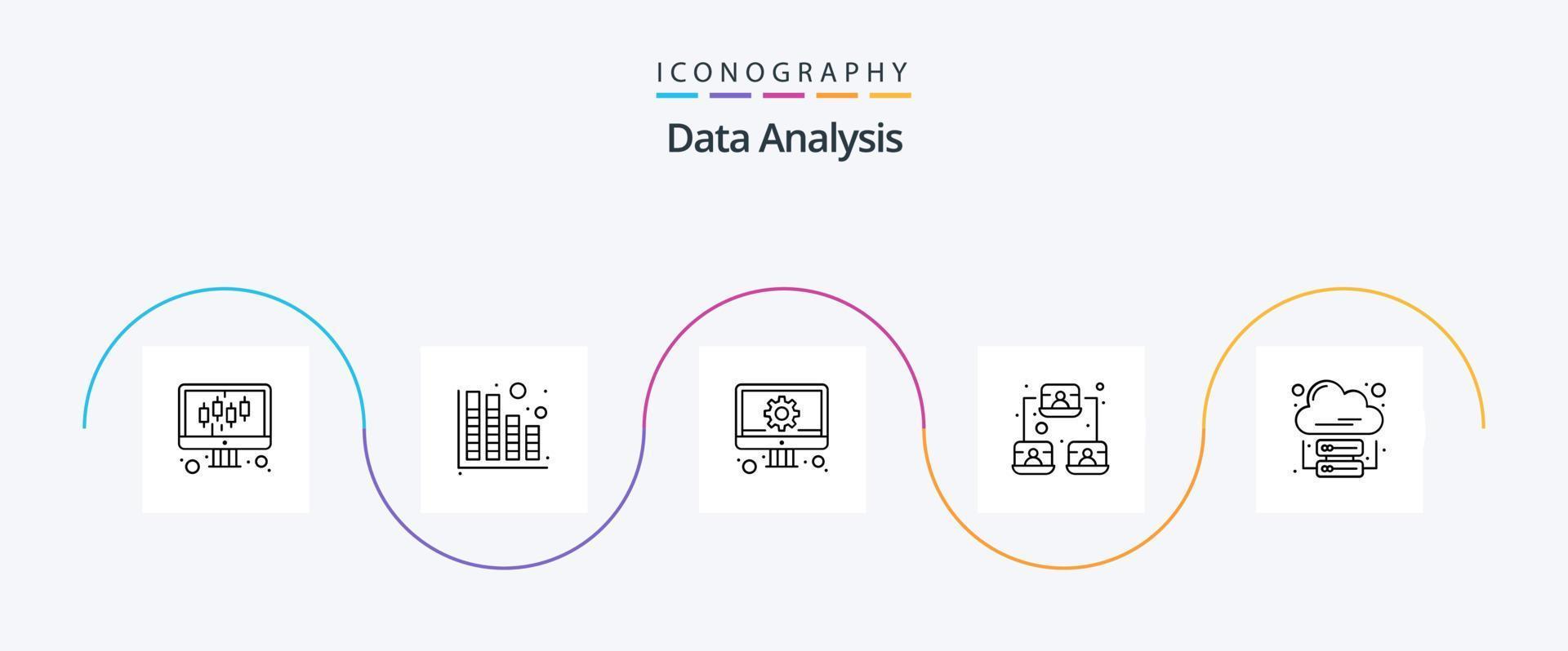 Data Analysis Line 5 Icon Pack Including business. user. develop. profile. connection vector