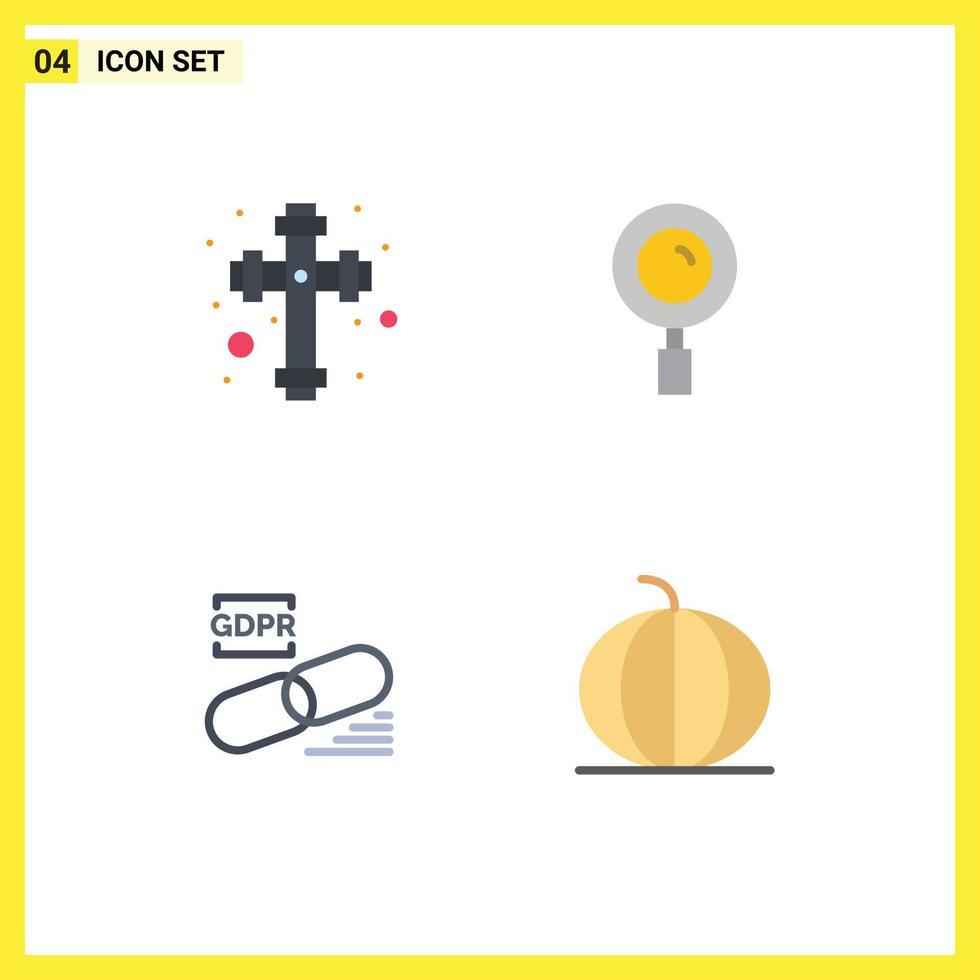 Pack of 4 creative Flat Icons of celebration lock find search security Editable Vector Design Elements