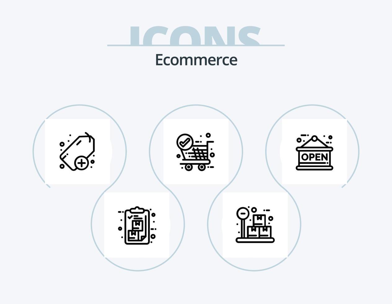 Ecommerce Line Icon Pack 5 Icon Design. hours. shop. watch. notepad vector