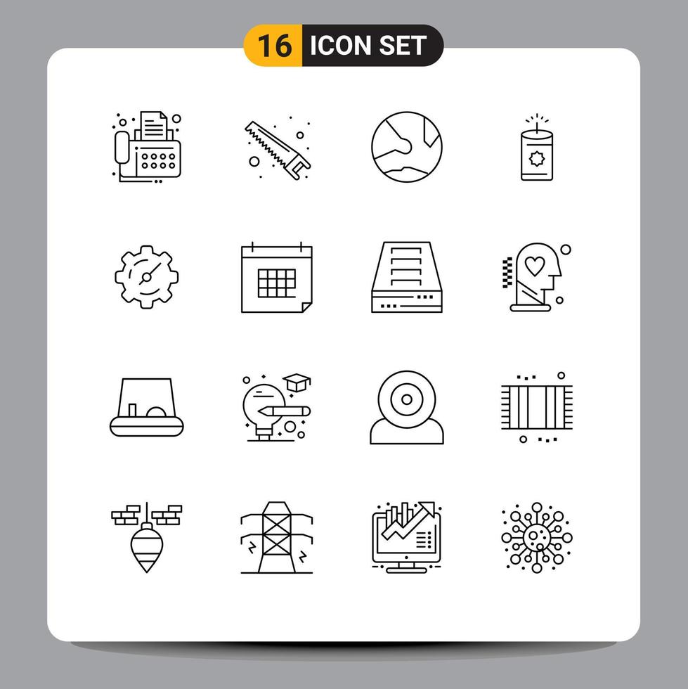 User Interface Pack of 16 Basic Outlines of setting chinese app china social Editable Vector Design Elements