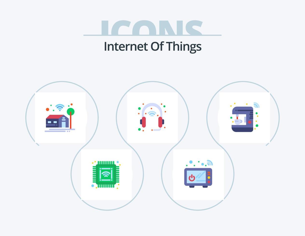 Internet Of Things Flat Icon Pack 5 Icon Design. house. set. home. headphone. gadget vector