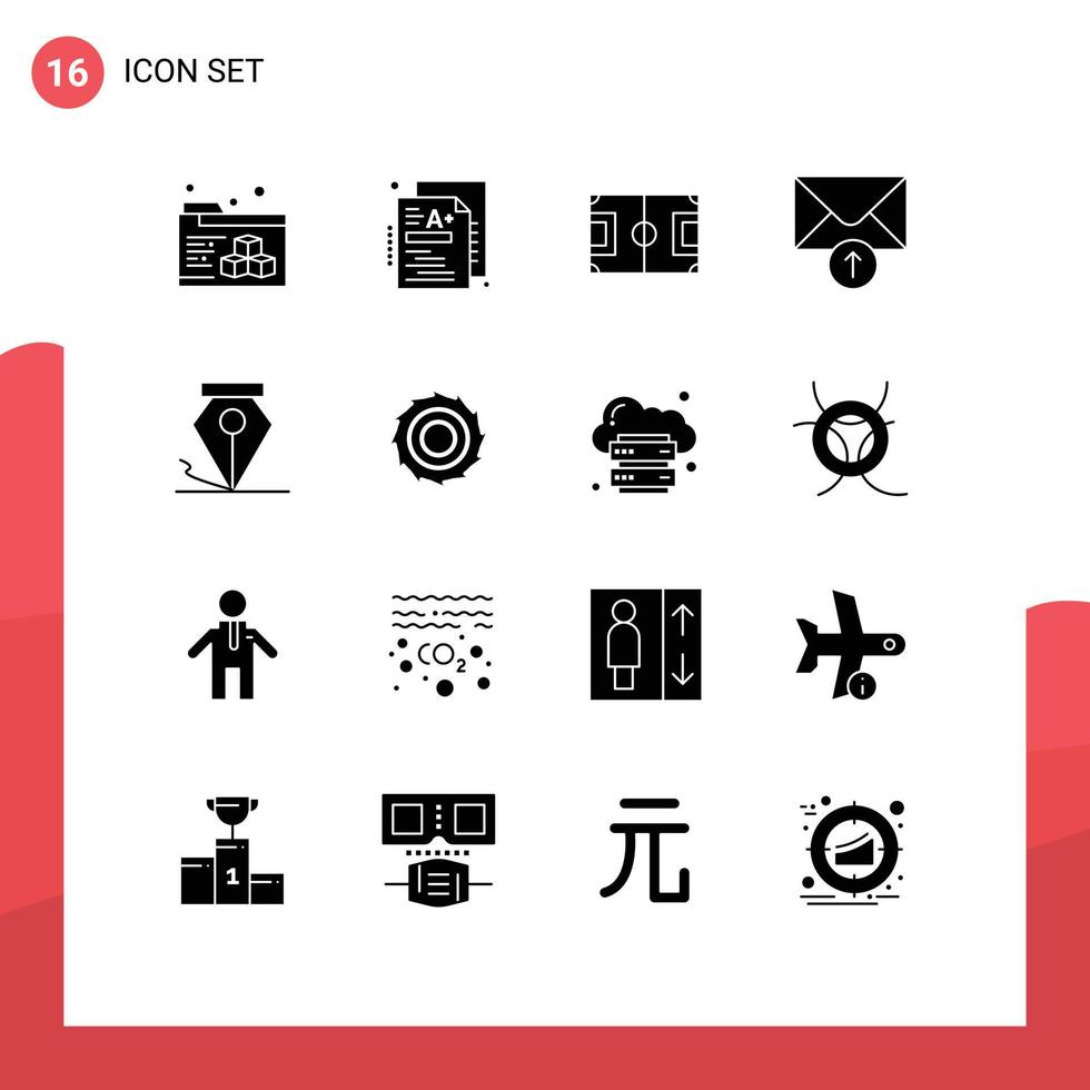 16 User Interface Solid Glyph Pack of modern Signs and Symbols of cutter ink game freeform message Editable Vector Design Elements